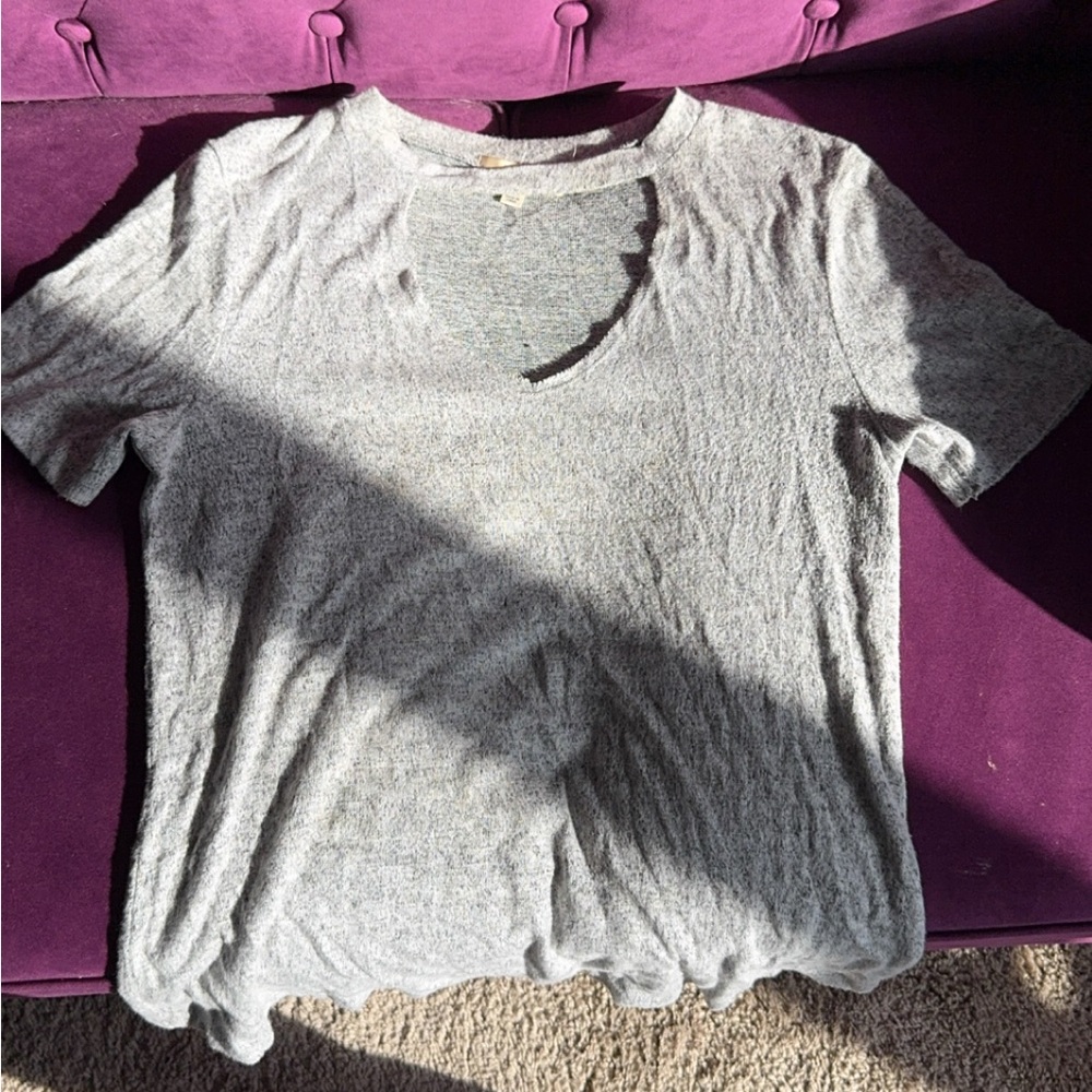 Grey open neck top